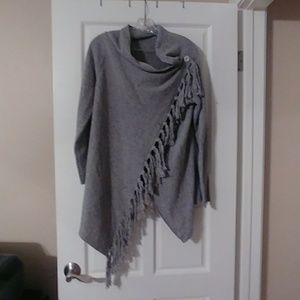 Fringed tassle, long sleeve sweater coat